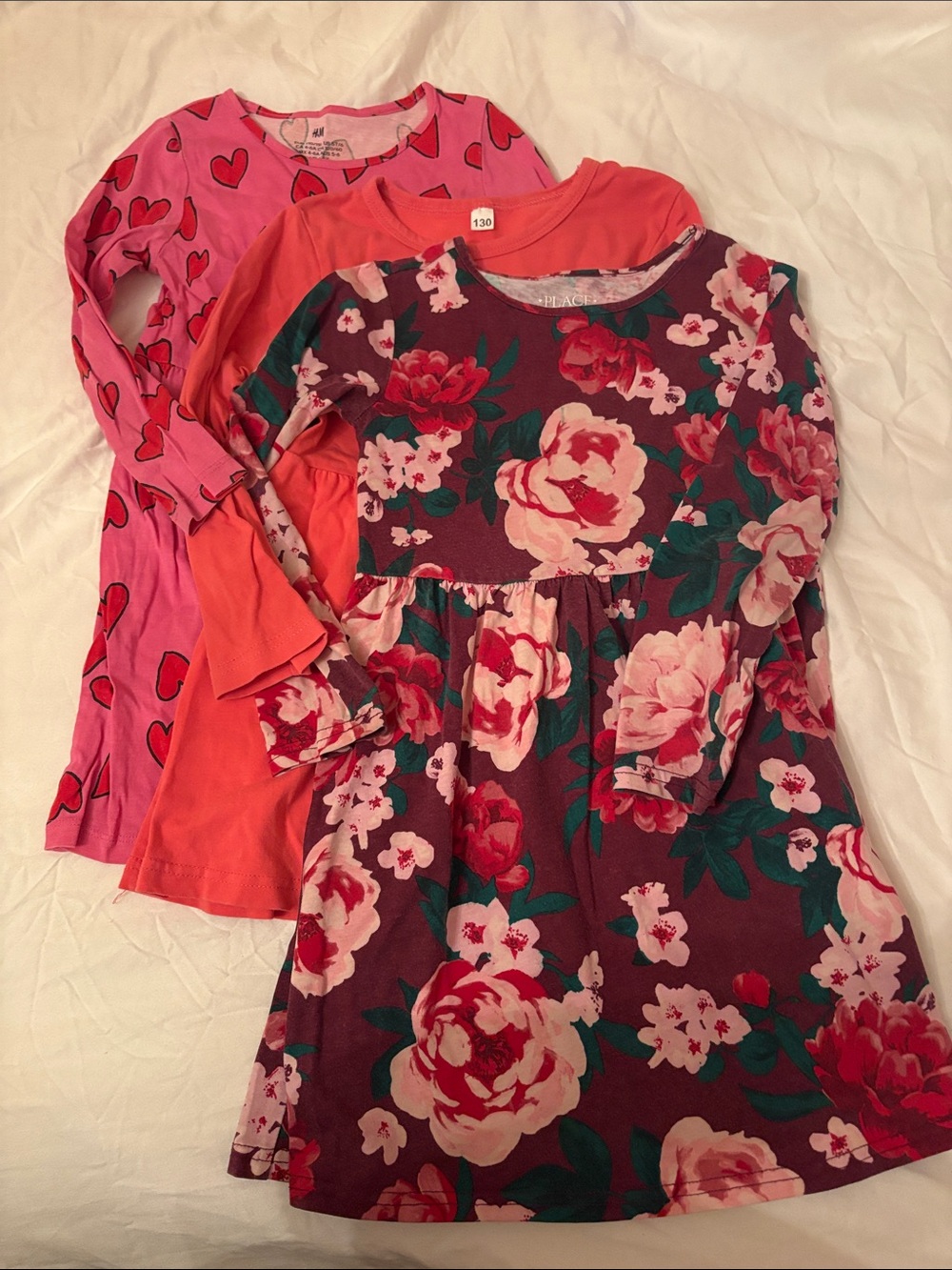 Bundle 3pk sz 5T Long Sleeve Girls Dresses- H&M, The Place, and unknown brand